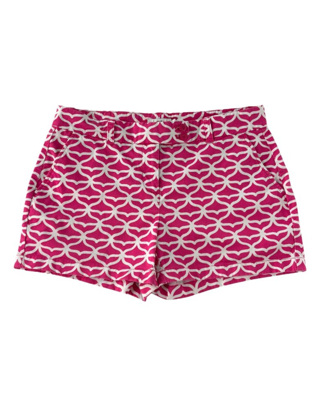 Vineyard Vines Women's Chino Shorts in Pink/White Lattice Pattern Size 10